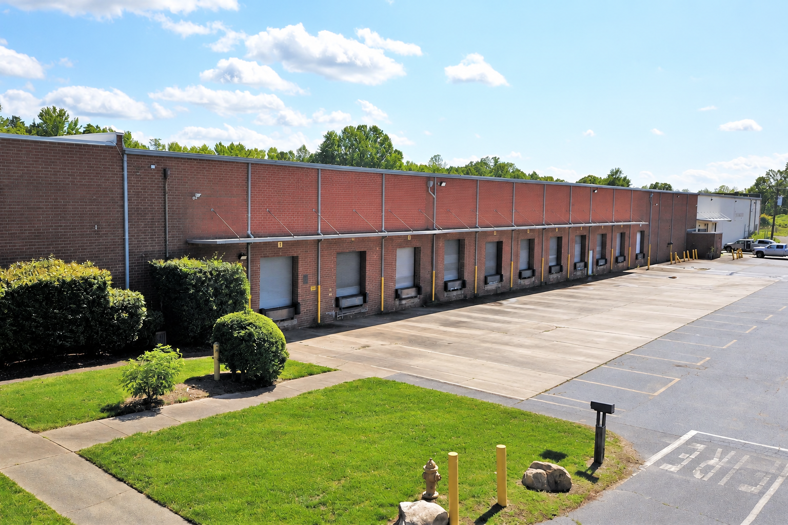 Industrial warehouse and loading docks at 5710 Old Concord Road in Charlotte, North Carolina.